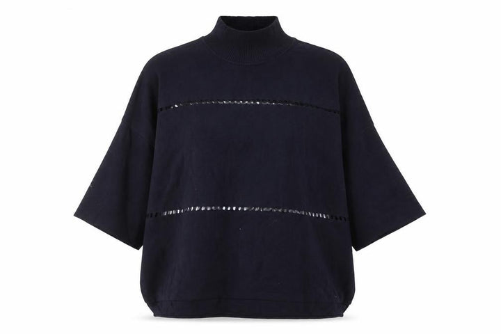 French Connection Women's Black XL Mock Neck Cotton Jumper