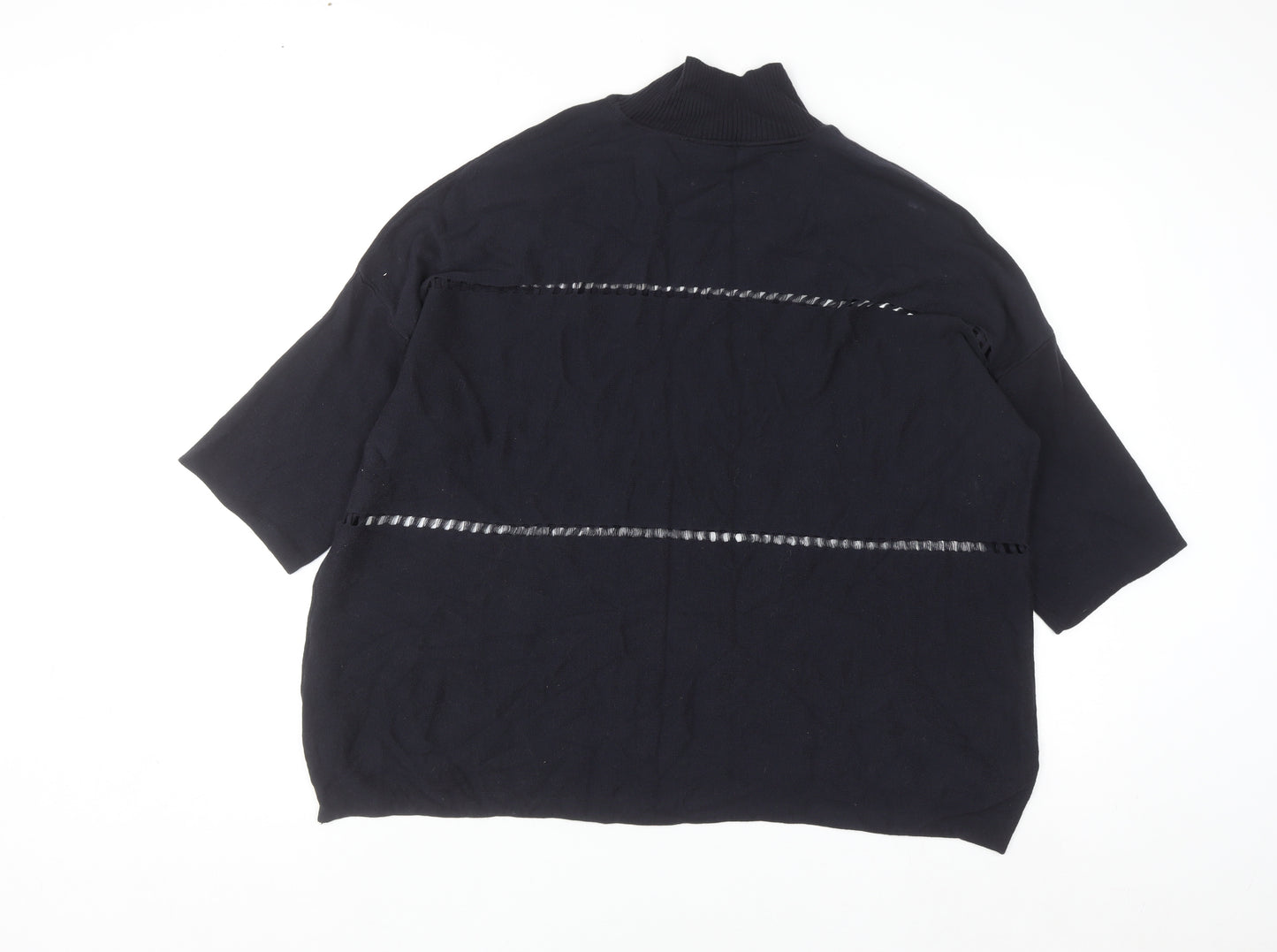 French Connection Women's Black XL Mock Neck Cotton Jumper