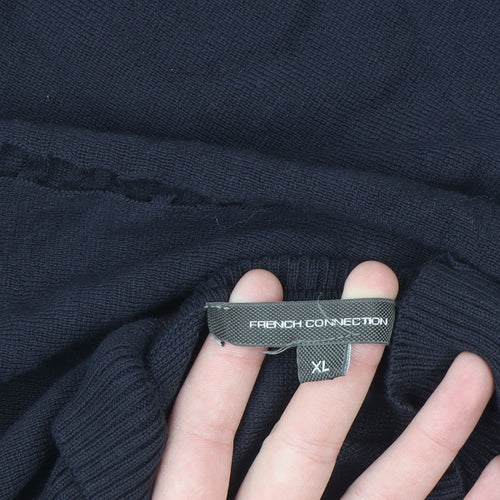 French Connection Women's Black XL Mock Neck Cotton Jumper