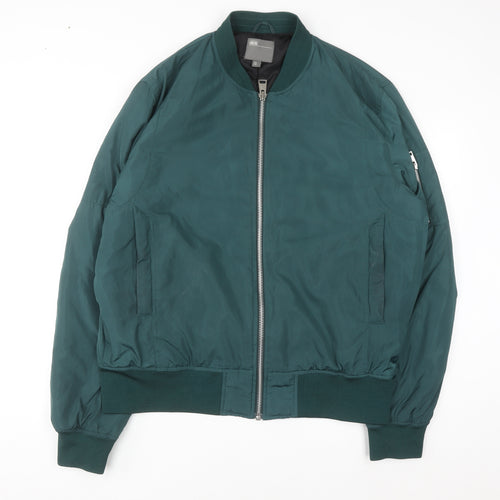ASOS Men’s Green Bomber Jacket 2XL Long Polyester Zip Casual