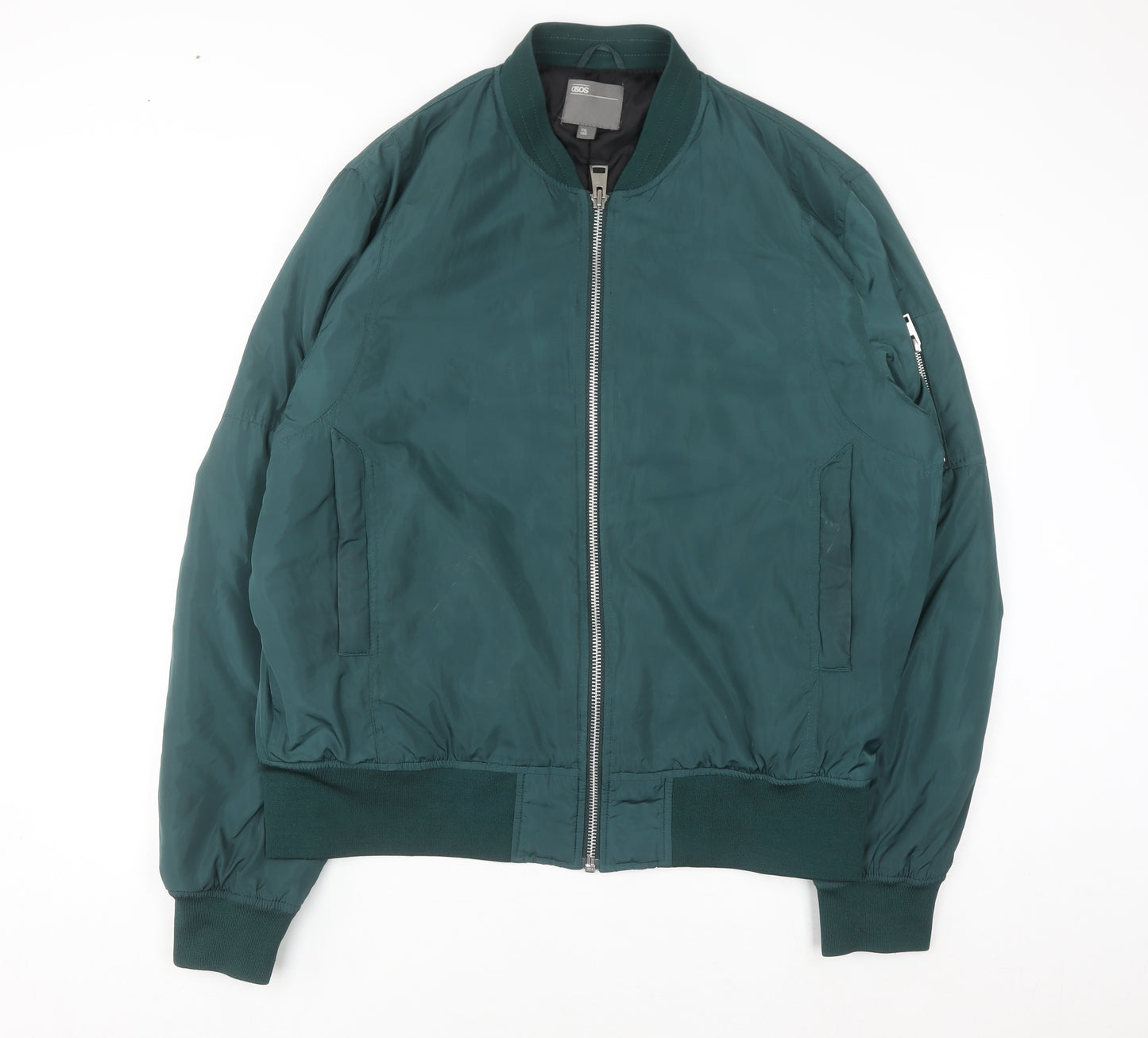 ASOS Men’s Green Bomber Jacket 2XL Long Polyester Zip Casual