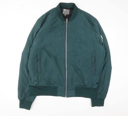 ASOS Men’s Green Bomber Jacket 2XL Long Polyester Zip Casual