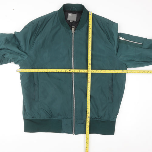 ASOS Men’s Green Bomber Jacket 2XL Long Polyester Zip Casual