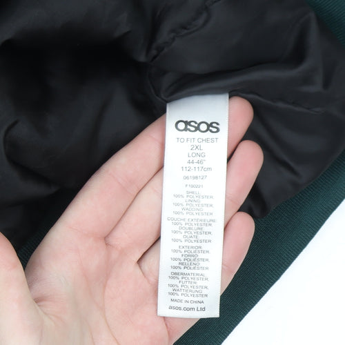 ASOS Men’s Green Bomber Jacket 2XL Long Polyester Zip Casual