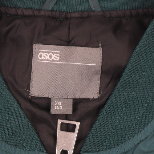 ASOS Men’s Green Bomber Jacket 2XL Long Polyester Zip Casual
