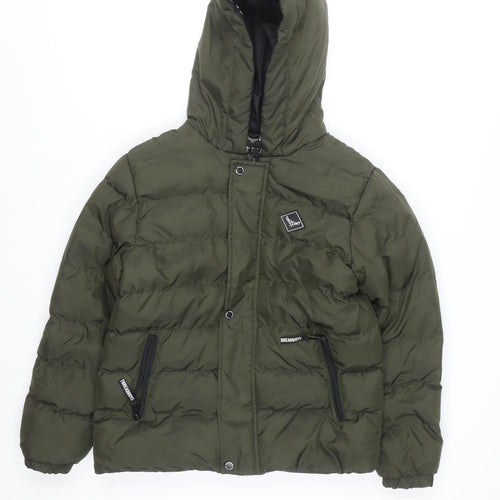 Threadboys Boys Green 11-12 Years Hooded Puffer Jacket Winter Coat
