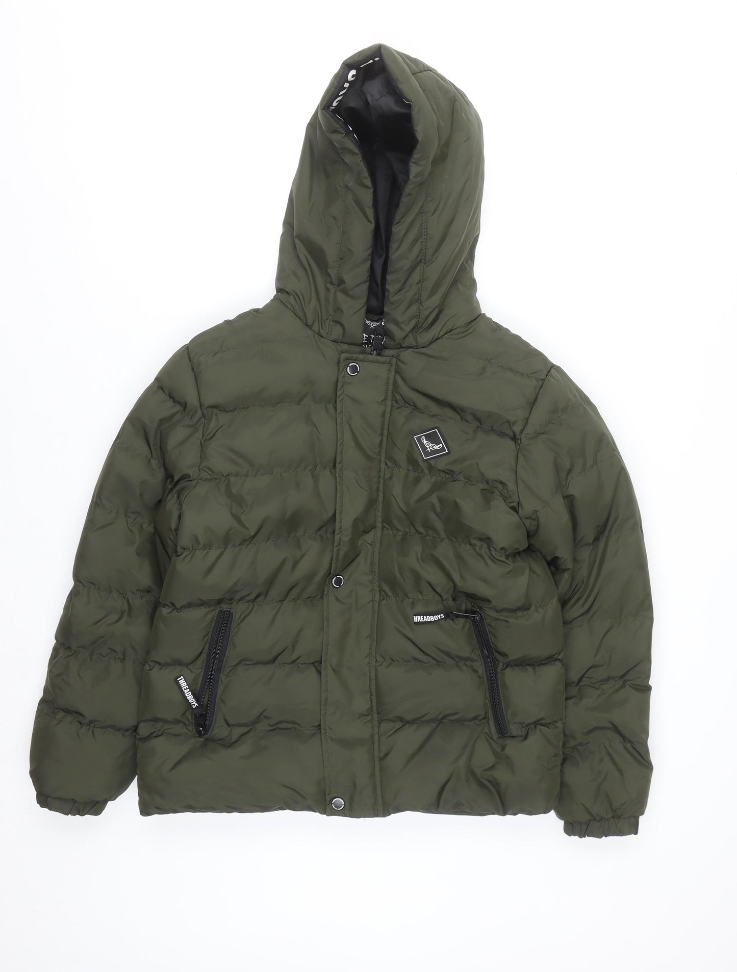 Threadboys Boys Green 11-12 Years Hooded Puffer Jacket Winter Coat