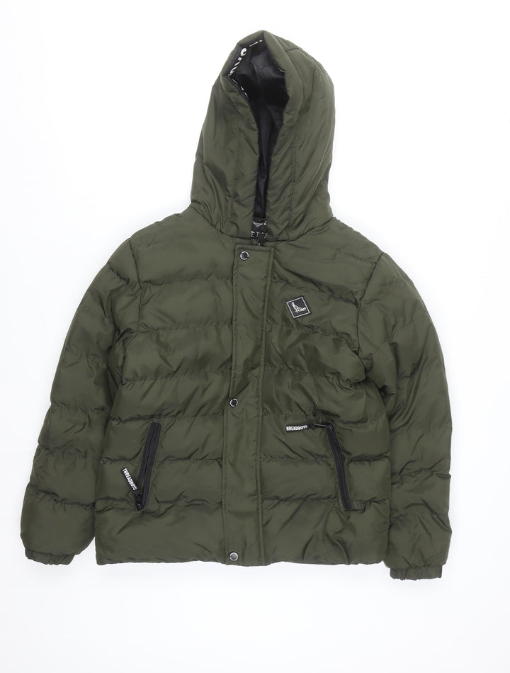 Threadboys Boys Green 11-12 Years Hooded Puffer Jacket Winter Coat