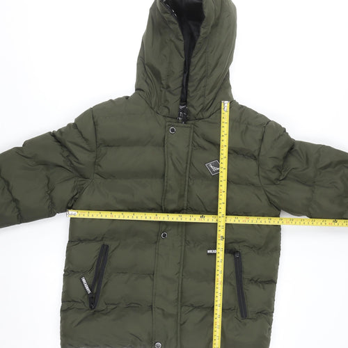 Threadboys Boys Green 11-12 Years Hooded Puffer Jacket Winter Coat