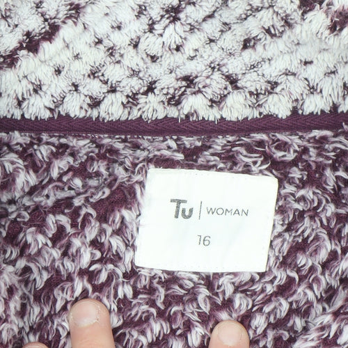 Tu Woman Purple Zip Fleece Jacket Size 16 Soft Warm Full Zip