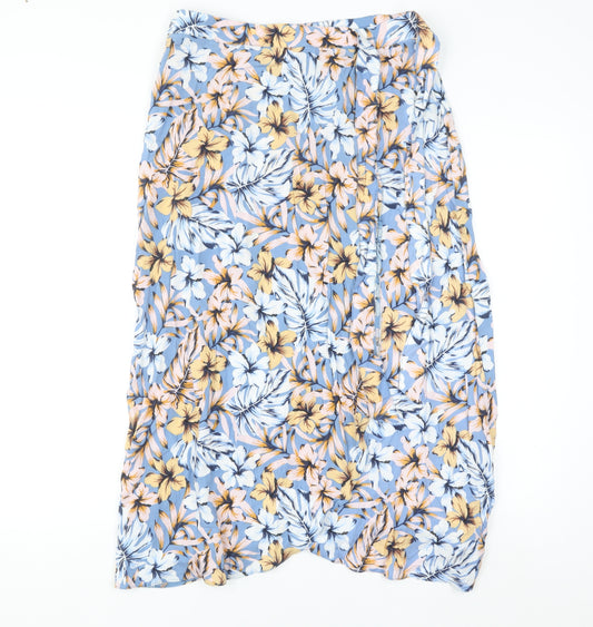 New Look Women's Multicoloured Floral Wrap Midi Skirt Size 10