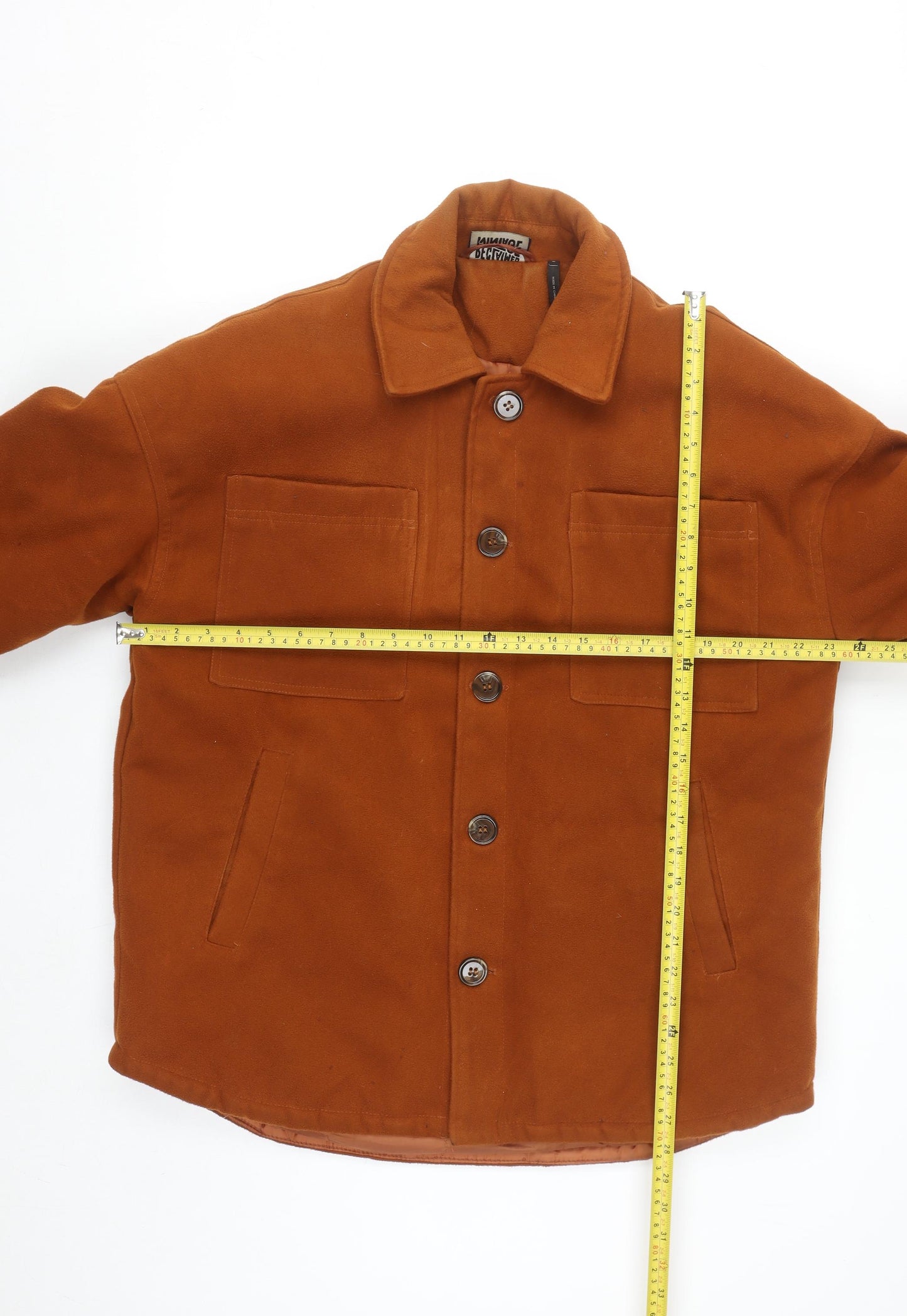 Reclaimed Vintage Men's Brown Lined Button Jacket Size S 38in Regular Fit