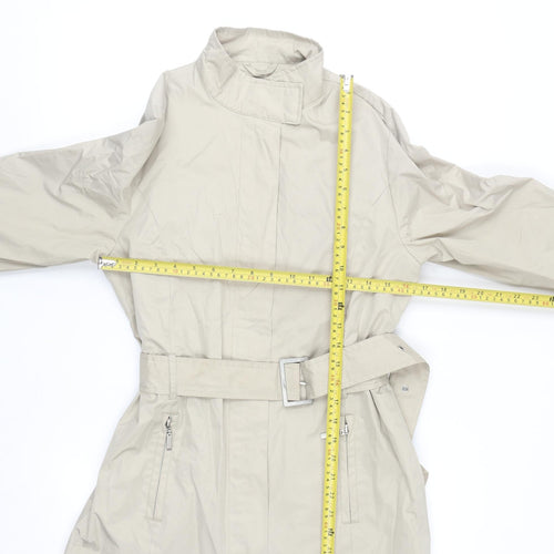 ALIEN OUTERWEAR Womens Beige Belted Trench Coat Size 12