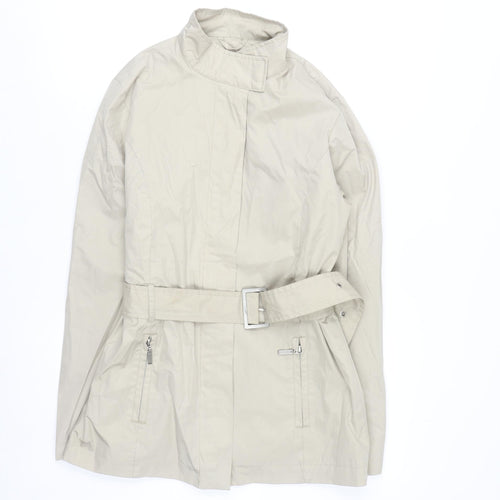 ALIEN OUTERWEAR Womens Beige Belted Trench Coat Size 12