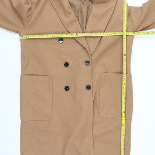 Primark Women’s Beige Long Overcoat Size 16 Classic Lined Button Style