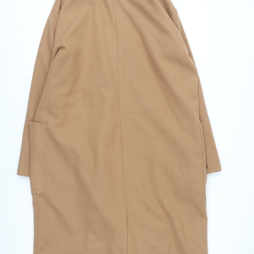 Primark Women’s Beige Long Overcoat Size 16 Classic Lined Button Style