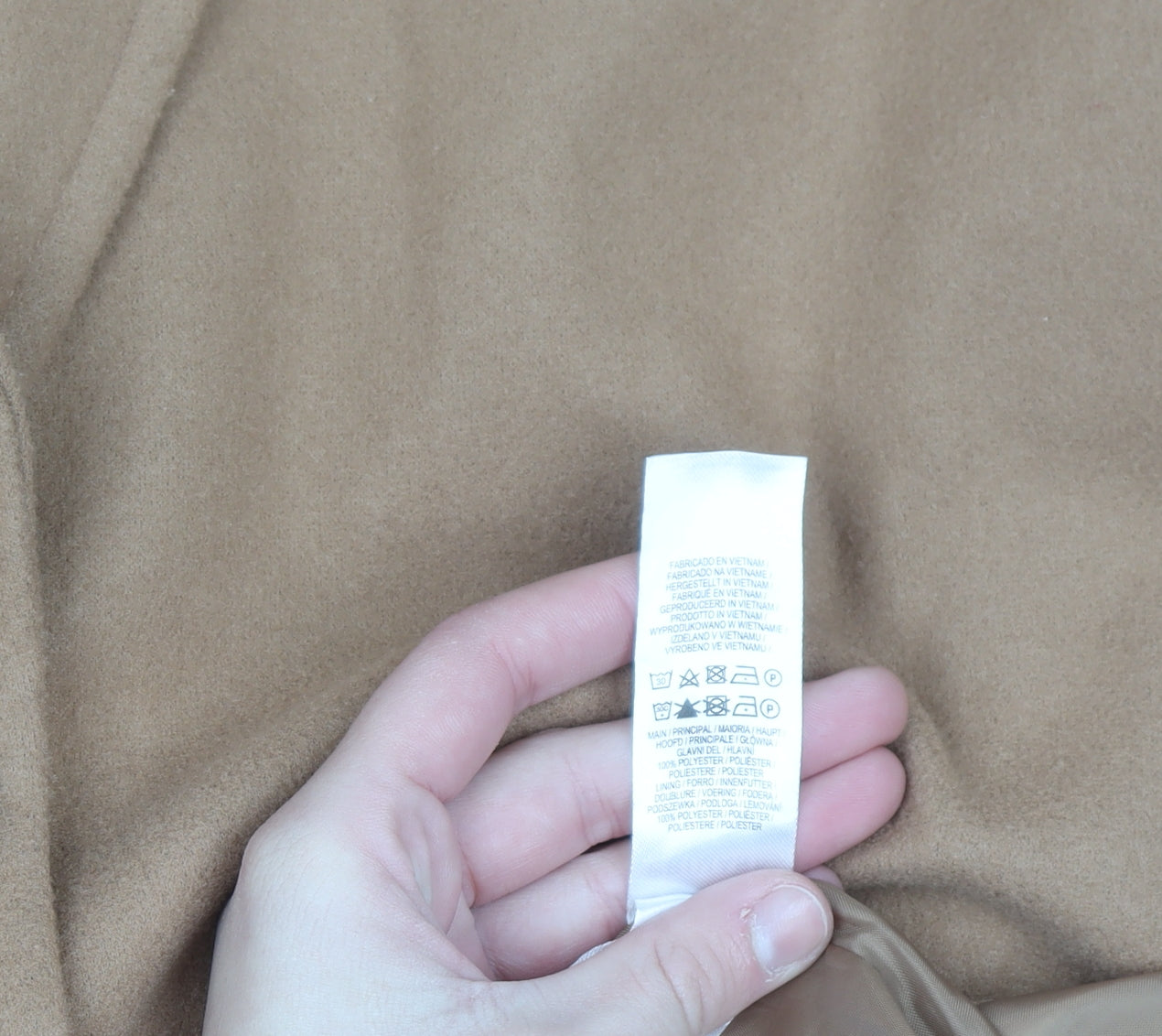Primark Women’s Beige Long Overcoat Size 16 Classic Lined Button Style