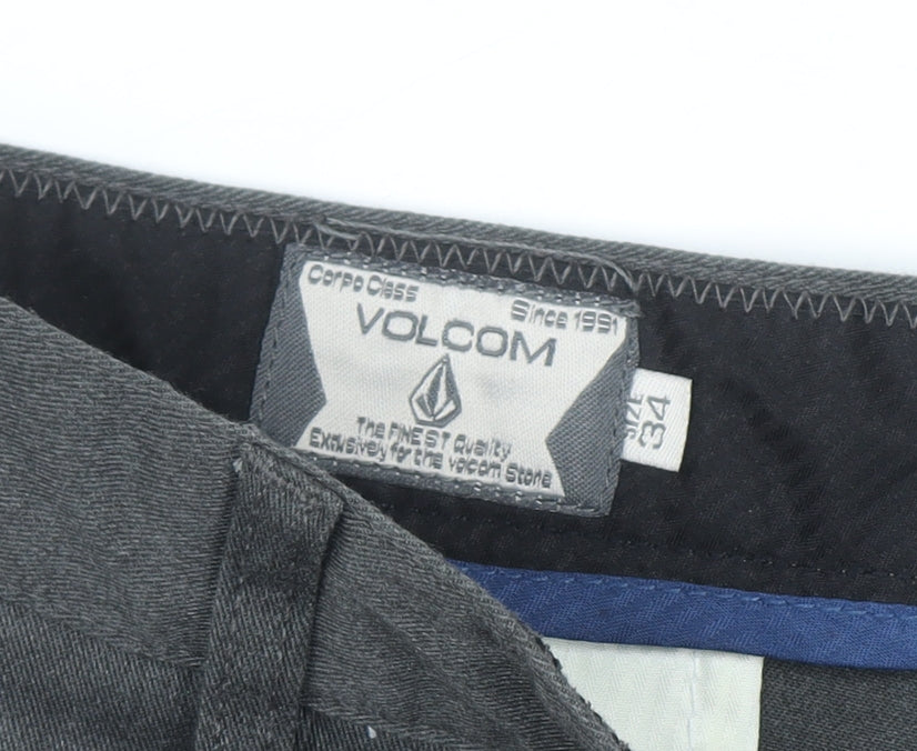 Volcom Men's Grey Chino Shorts Size 34 Classic Fit Casual