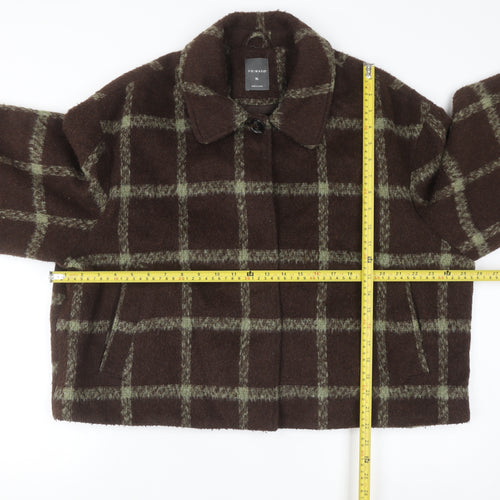 Primark Women Brown Check Wool Blend Bomber Jacket XL