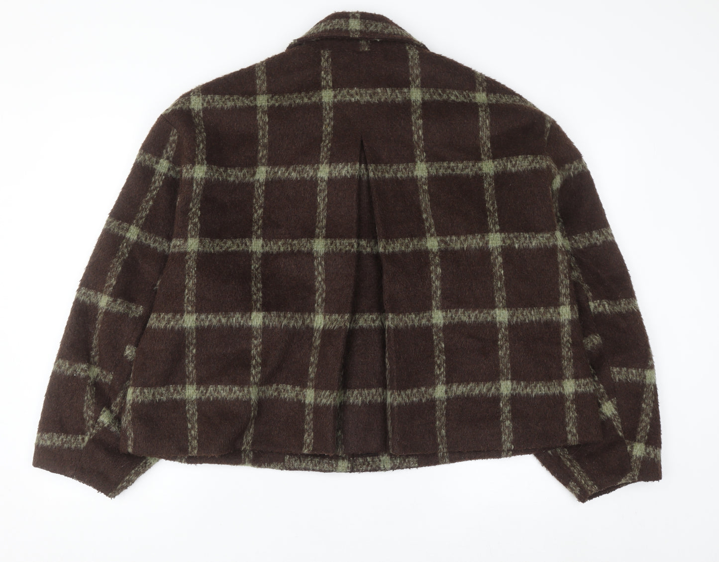 Primark Women Brown Check Wool Blend Bomber Jacket XL