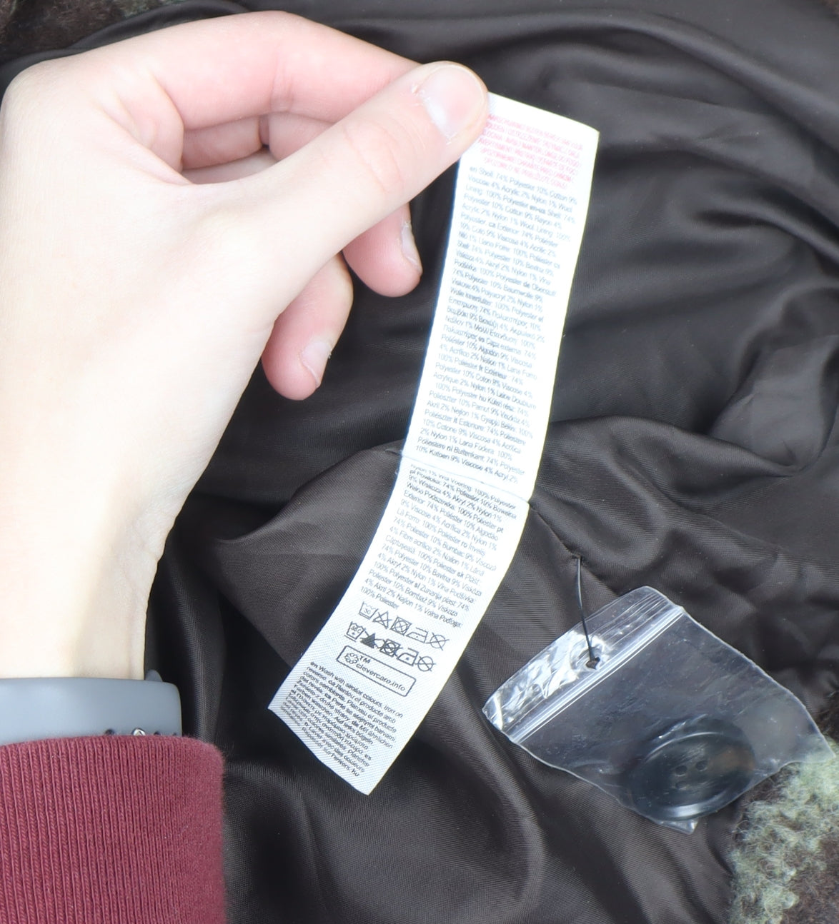 Primark Women Brown Check Wool Blend Bomber Jacket XL
