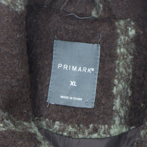 Primark Women Brown Check Wool Blend Bomber Jacket XL