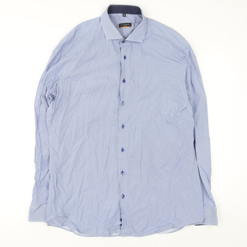 Eterna Men's Blue Slim Fit Long Sleeve Cotton Button-Up Shirt Size 17