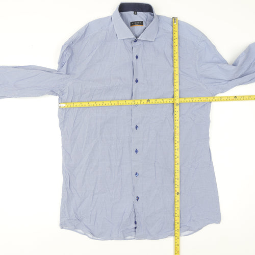 Eterna Men's Blue Slim Fit Long Sleeve Cotton Button-Up Shirt Size 17