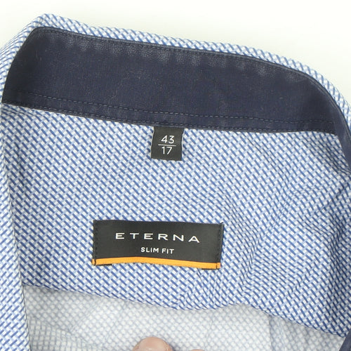 Eterna Men's Blue Slim Fit Long Sleeve Cotton Button-Up Shirt Size 17