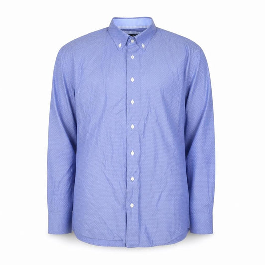 Front view of Yachting Company Men's Blue Long Sleeve Button-Up Shirt XL