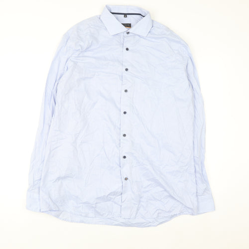 Eterna Men's Blue Slim Fit Long Sleeve Cotton Button-Up Shirt 17