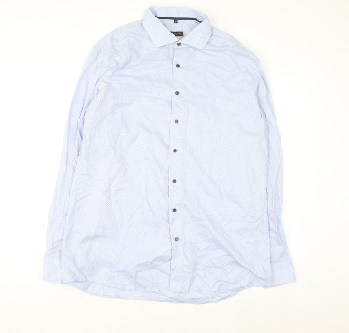 Eterna Men's Blue Slim Fit Long Sleeve Cotton Button-Up Shirt 17