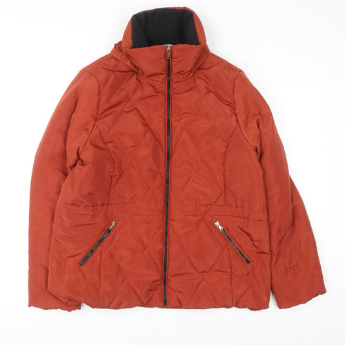 Classic Women's Brown Quilted Puffer Jacket Size 14