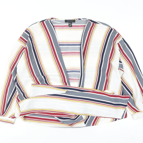 New Look Women’s Multicoloured Stripe Wrap Blouse UK 8