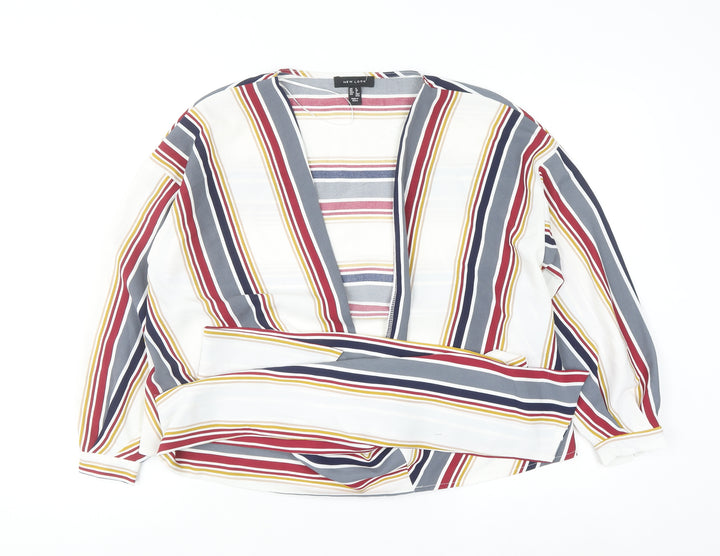 New Look Women’s Multicoloured Stripe Wrap Blouse UK 8