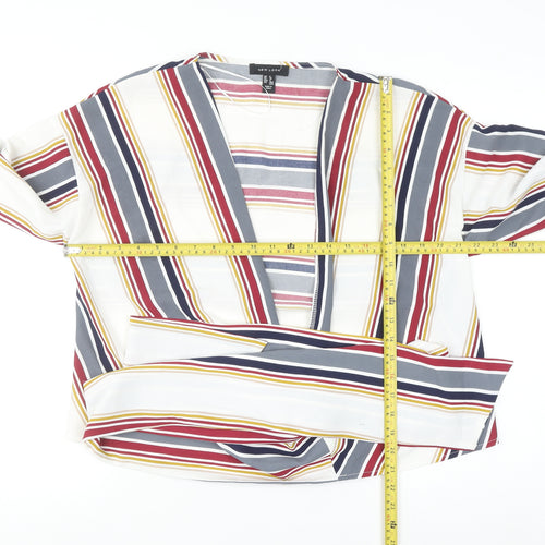 New Look Women’s Multicoloured Stripe Wrap Blouse UK 8