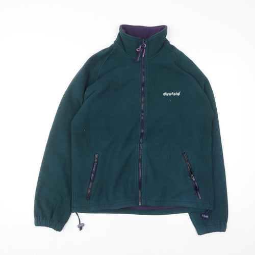 DuoFold Women's Green Full Zip Fleece Sweatshirt Size S Polyester Blend