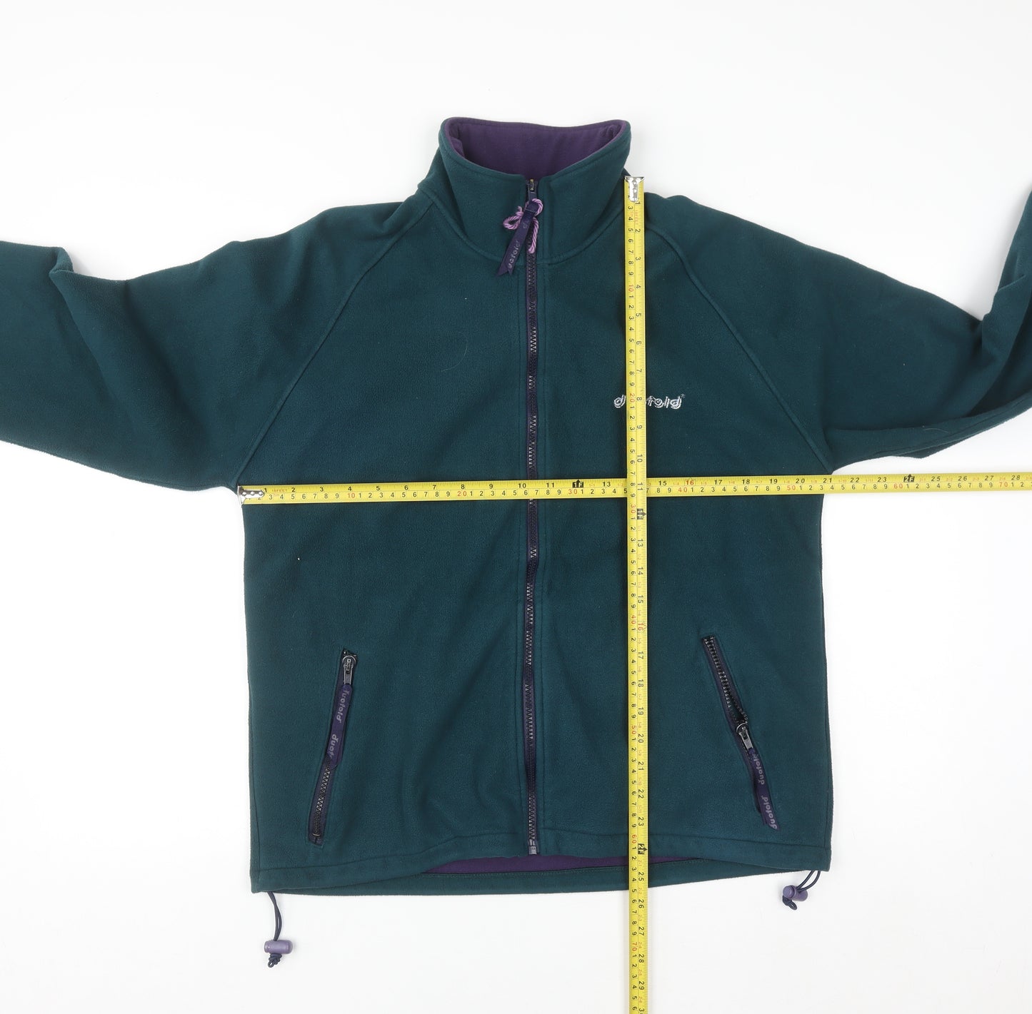 DuoFold Women's Green Full Zip Fleece Sweatshirt Size S Polyester Blend