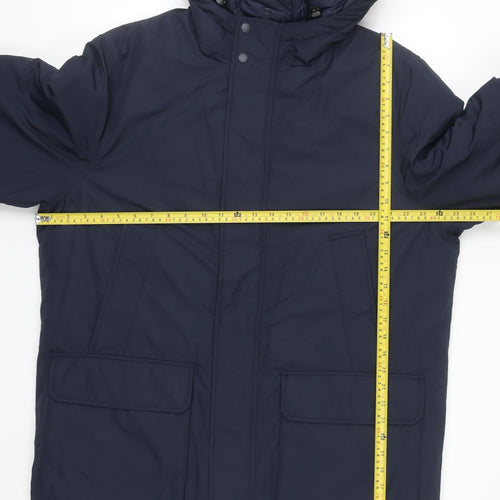 Marks and Spencer Men's Blue L Regular Hooded Parka Coat