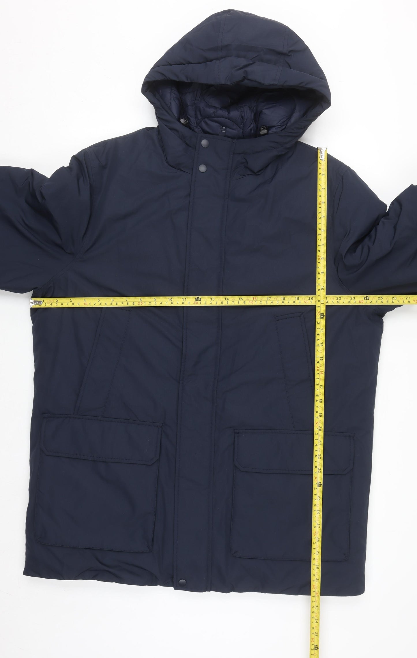 Marks and Spencer Men's Blue L Regular Hooded Parka Coat