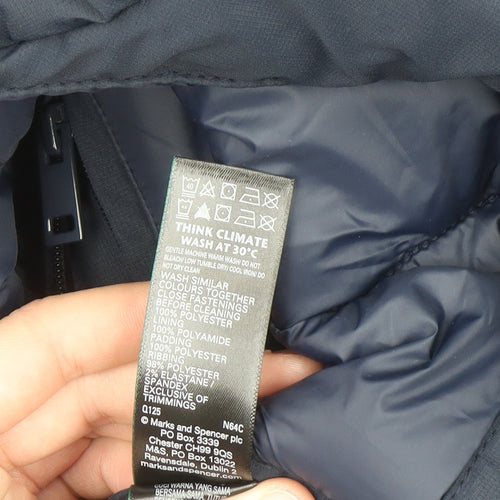 Marks and Spencer Men's Blue L Regular Hooded Parka Coat
