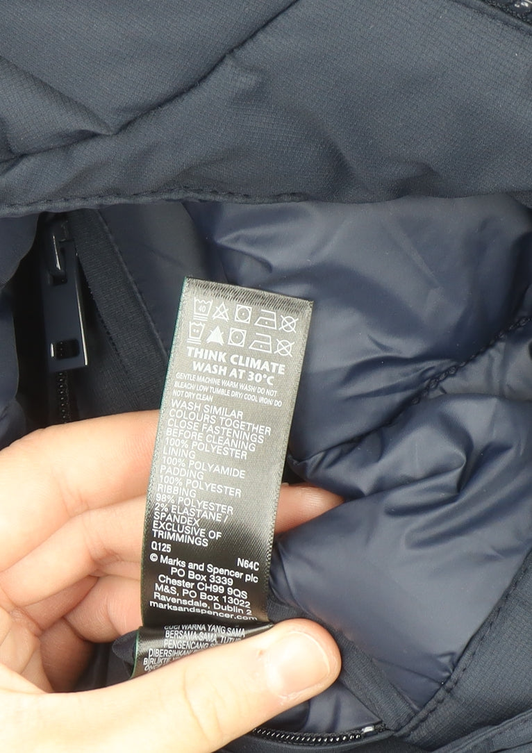 Marks and Spencer Men's Blue L Regular Hooded Parka Coat