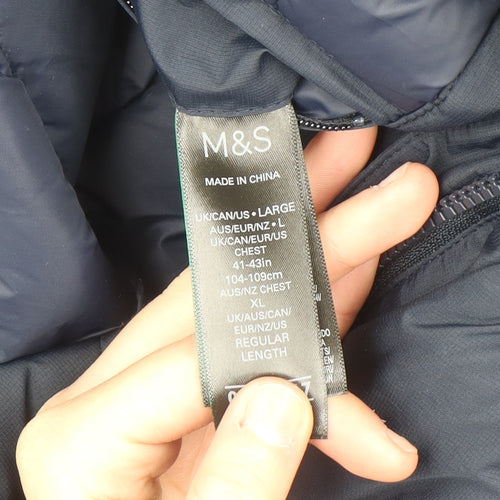 Marks and Spencer Men's Blue L Regular Hooded Parka Coat