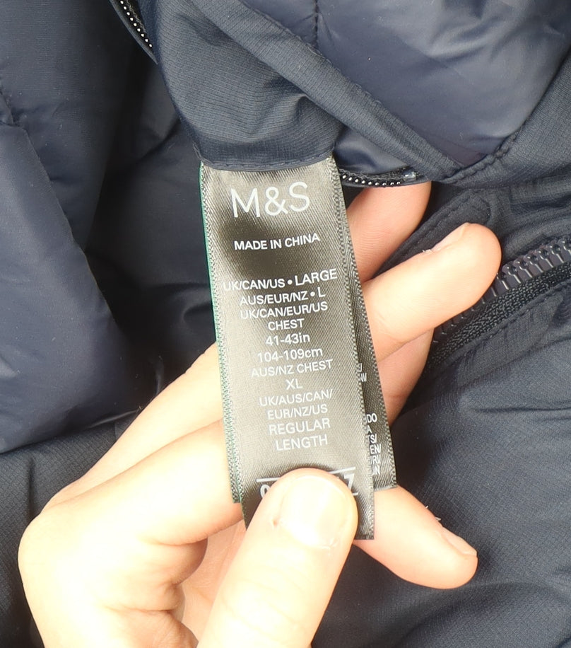 Marks and Spencer Men's Blue L Regular Hooded Parka Coat