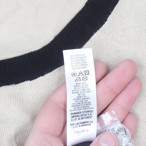 Savida Women’s Beige Black Trim Cardigan UK 12 Long Sleeve Knitwear