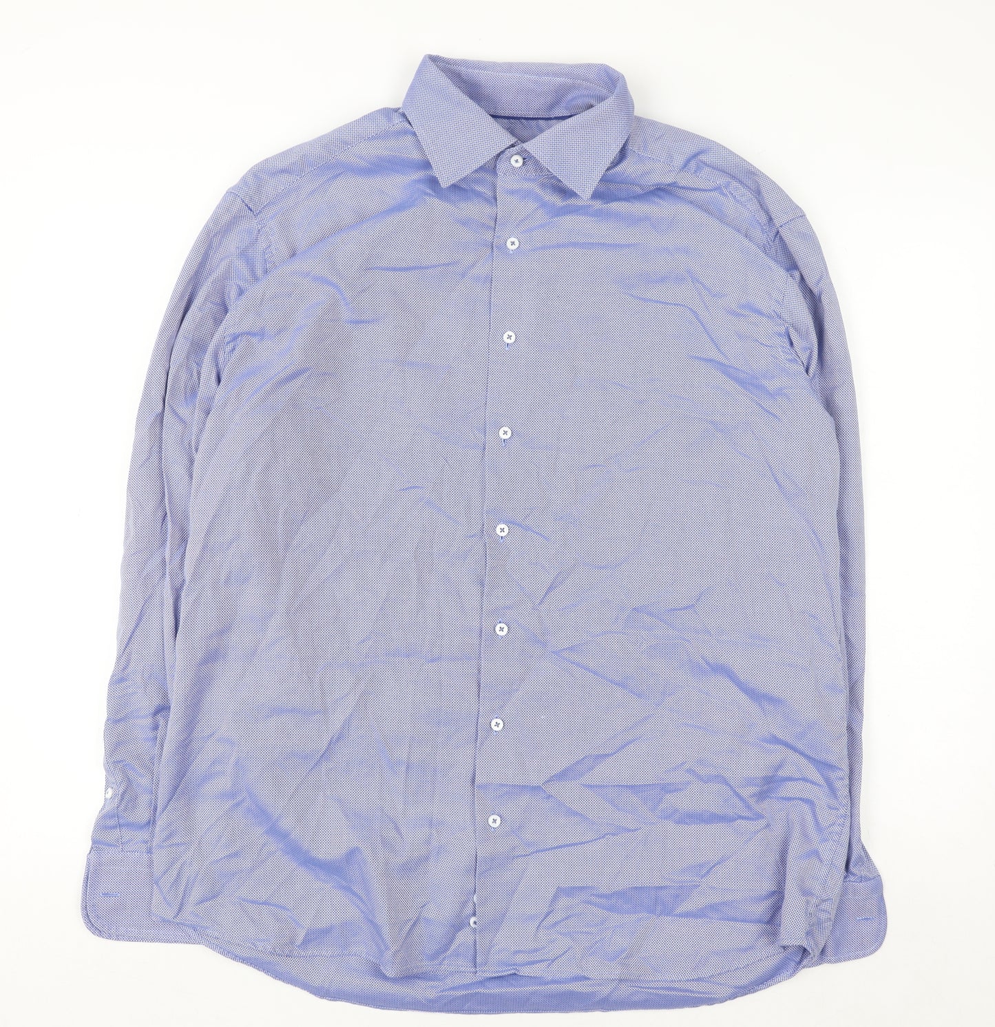 Eterna 1863 Men's Blue Modern Fit Cotton Long Sleeve Button-Up Shirt 17in