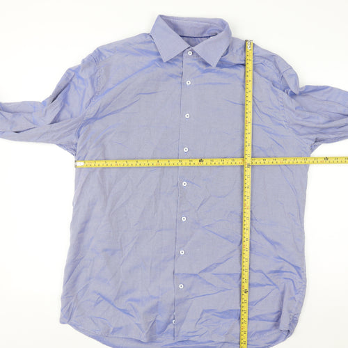 Eterna 1863 Men's Blue Modern Fit Cotton Long Sleeve Button-Up Shirt 17in