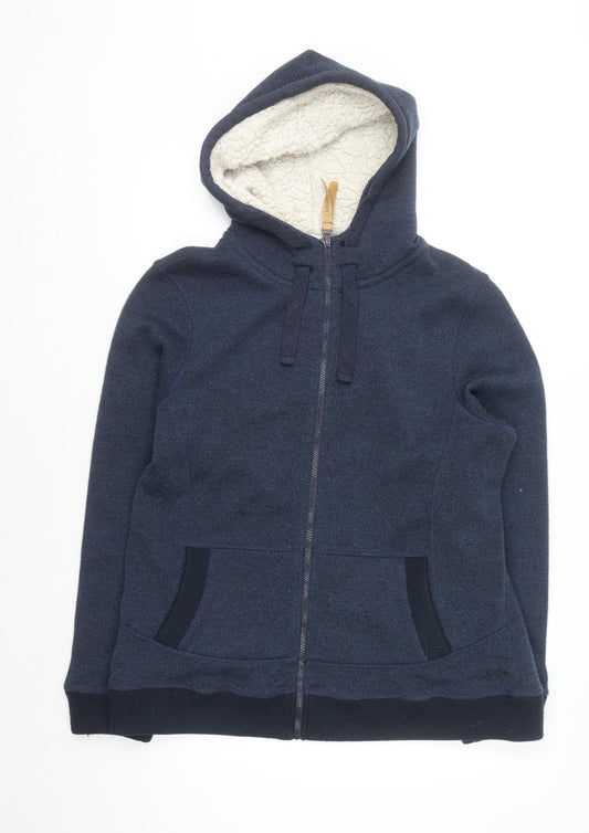 Weird Fish Women's Navy Full Zip Hooded Fleece Jacket Size 16