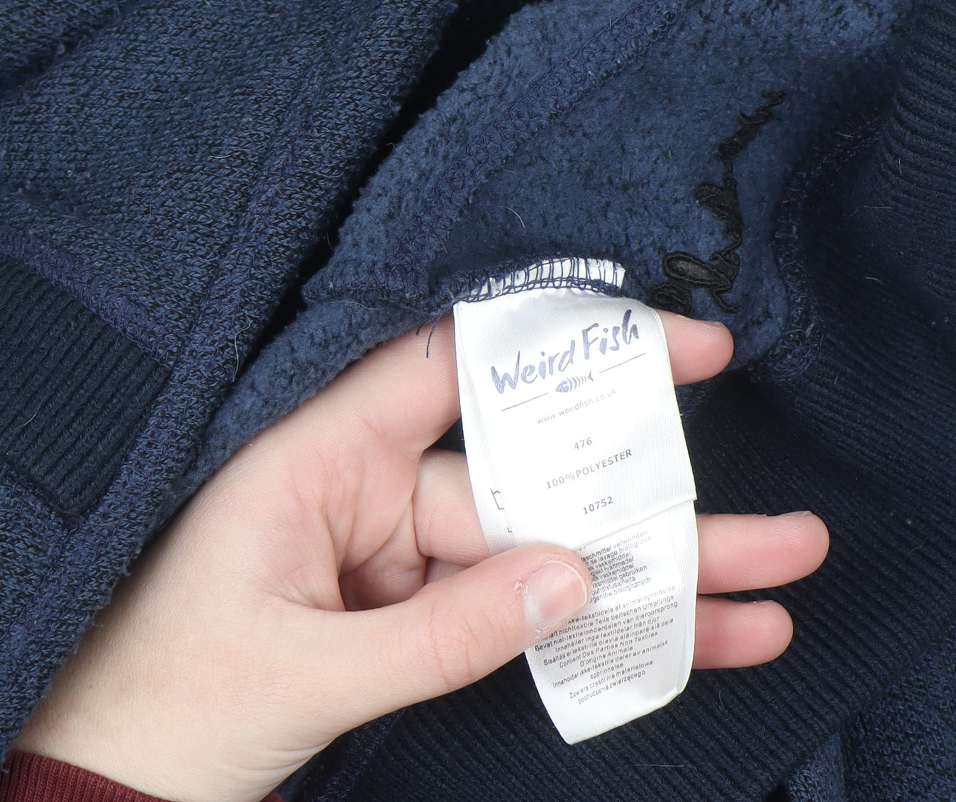 Weird Fish Women's Navy Full Zip Hooded Fleece Jacket Size 16
