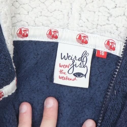 Weird Fish Women's Navy Full Zip Hooded Fleece Jacket Size 16